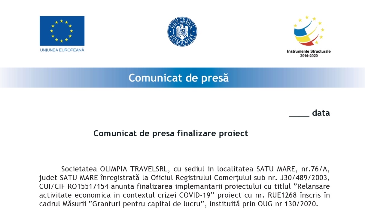 comunicat finalizare proiect