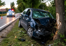 Șoferiță de 28 de ani, băută la volan, a intrat cu mașina într-un copac în Boinești