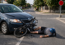 Biciclist rănit într-un accident la Carei. Nu a oprit la STOP și a intrat în fața unei mașini