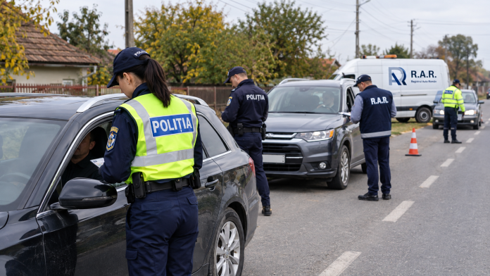 Rural Police Vehicle Inspection Checkpoint